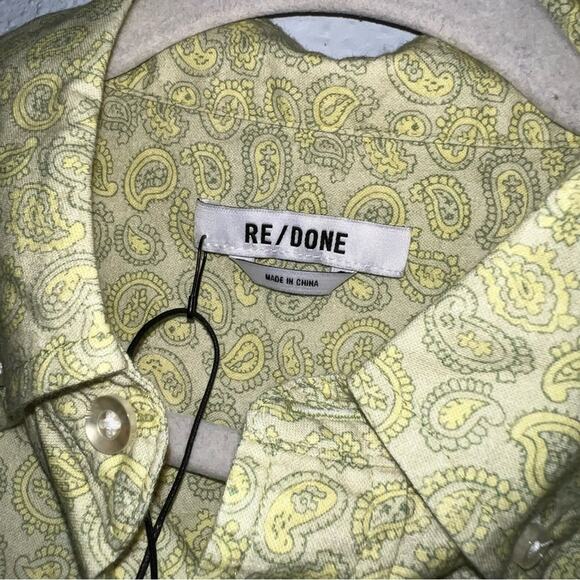 Re\Done 70s Short Sleeve Shirt Citrus Paisley - Picture 5 of 7